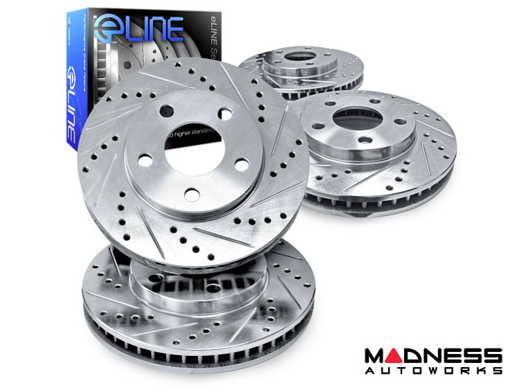 Jaguar F Type Brake Rotors eLINE Drilled + Slotted Front 4Cyl